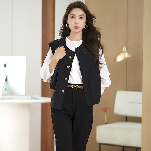 春秋小众高级感修身西装马甲女
