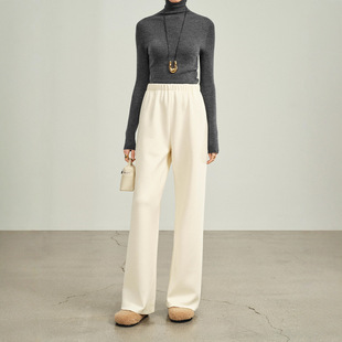 加厚绒绒裤美国伊士曼羊毛宽松加绒直筒阔腿休闲裤窄版长款裤子女