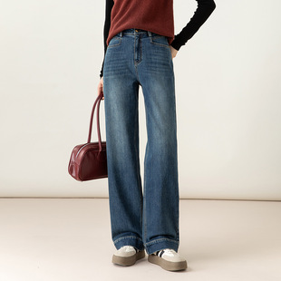 女宽松显瘦遮胯直筒垂感拖长裤 牛仔裤 加绒加厚窄版 忆霏2025冬新款