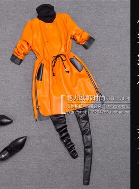女装PU皮衣中长款风衣纸样11实物 制衣工厂做衣服排料缝纫裁剪图