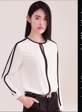 女士长袖雪纺拼接无领衬衫纸样11实物纸板制衣排版DIY缝纫衣服图