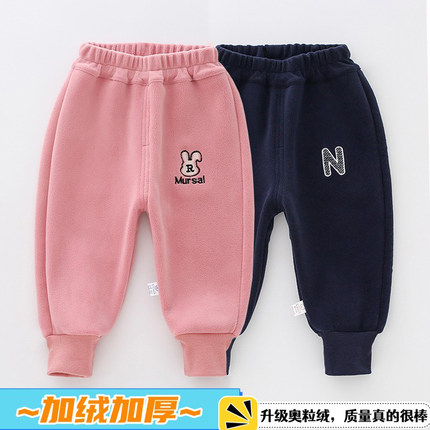 宝宝奥利绒加厚加绒长裤子男儿童秋冬款卫裤童装女宝宝1岁3小童裤