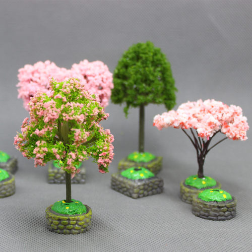 沙盘模型树小树微缩景观 室外配景仿真树模型底座花坛造景树坛