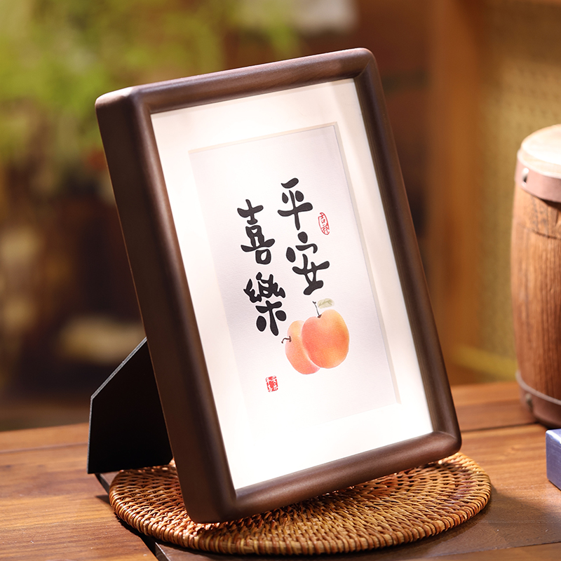 实木画框摆台圆角喷漆相框挂墙