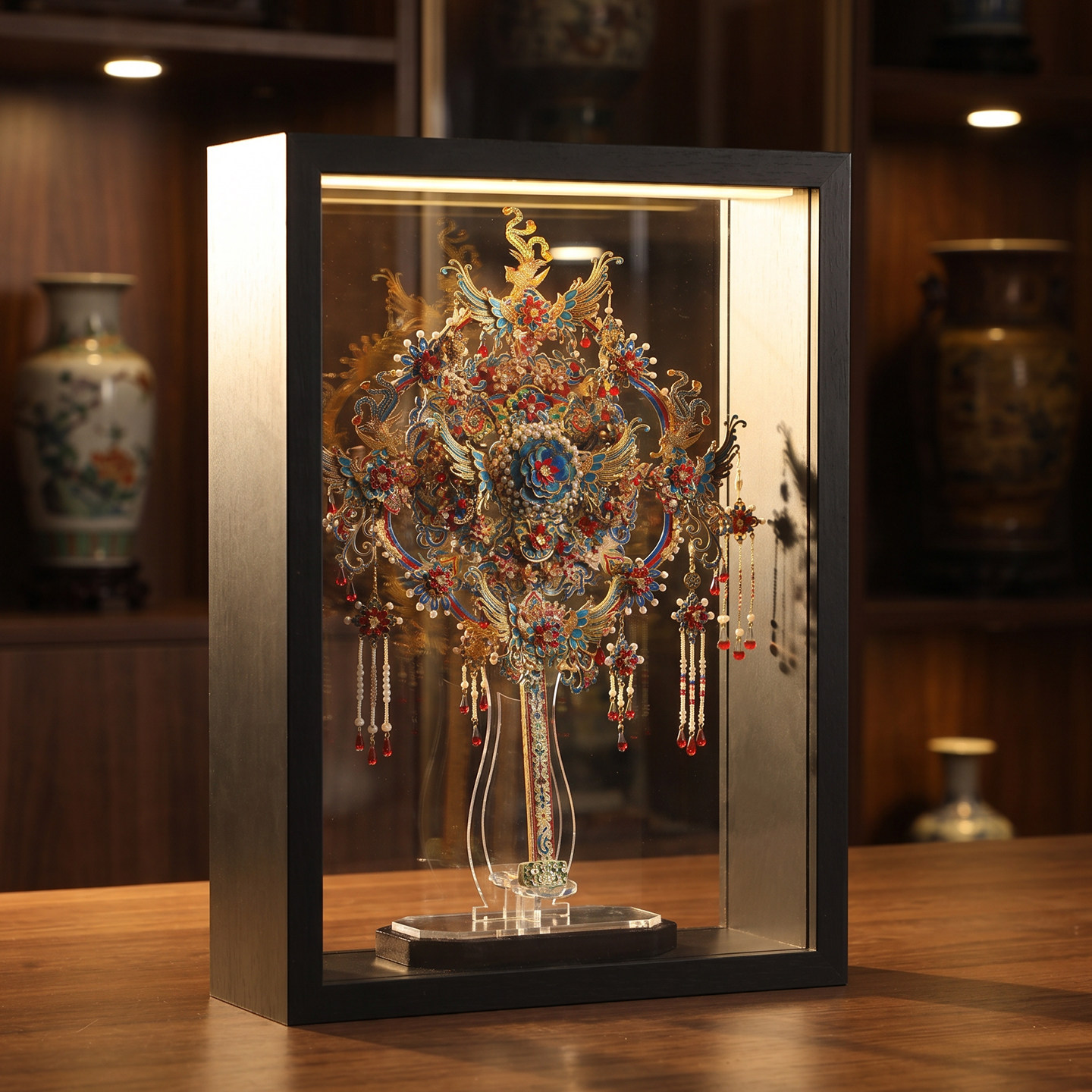 拼酷点翠喜扇透明防尘展示相框图片