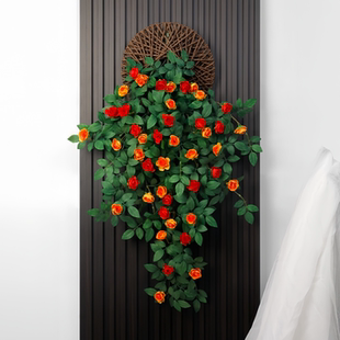 仿真花玫瑰花藤仿生墙面遮挡壁挂墙上装饰绿植假花藤条墙壁挂花