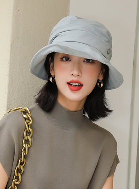 2025新款时尚优雅uv防紫外线防晒帽渔夫帽子女士夏季太阳帽遮阳帽