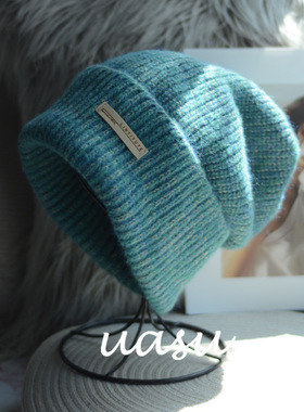 素颜冷帽~宽松大版含羊毛线帽子女男秋冬季保暖堆堆针织帽大头围