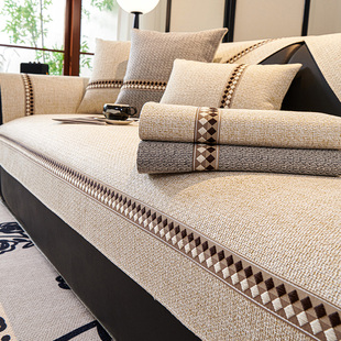 棉麻沙发垫四季通用现代简约防滑坐垫子亚麻高端沙发套罩盖布巾