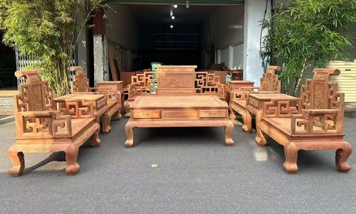 缅甸花梨木卷书沙发十件套大果紫檀客厅红木家具卷书大富贵沙发10