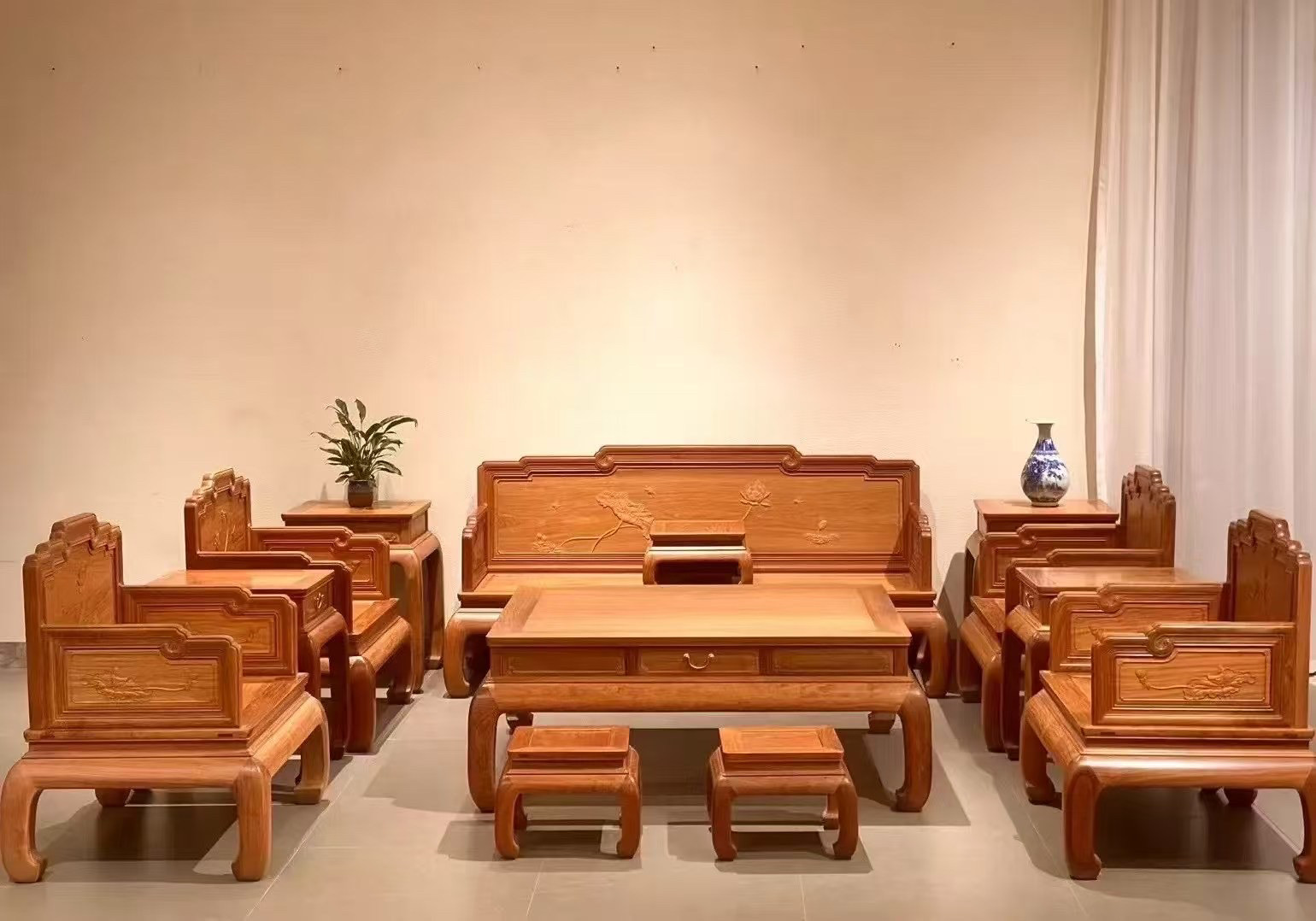 红木家具缅甸花梨木大果紫檀和天下沙发13件套客厅红木沙发组合