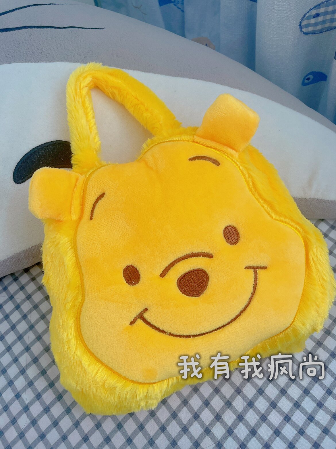 日系卡通黄色小熊毛毯连体小盖毯便携办公室空调学生午睡毯抱枕毯