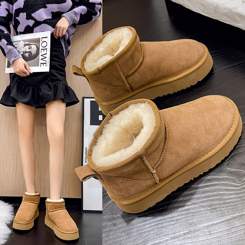 雪地靴女周冬雨同款皮毛一体短靴