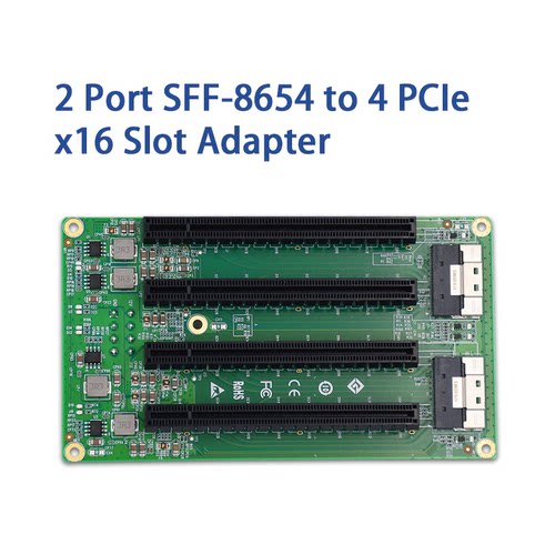 2口SlimSAS8654转4个PCIe4.0插槽转接板 支持显卡网卡