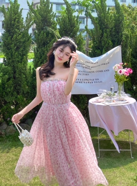 Lydiaxu 粉色抹胸连衣裙
