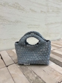 韩国东大门代购 cona2023新款 牛仔手工编织包链条手提斜跨水桶包女