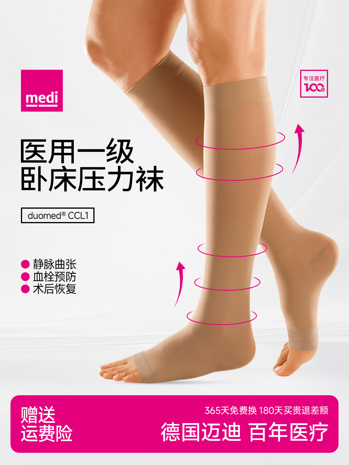 德国medi迈迪静脉曲张医用弹力袜一级压力卧床预防血栓医疗治疗型