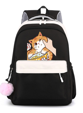 猫咪偷吃爆米花cat捏脸双肩背包猫咪卡通动漫中小学生书包双肩包
