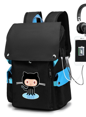 github章鱼猫IT狂热极客小恐龙休闲双肩背包双肩包geek程序员书包