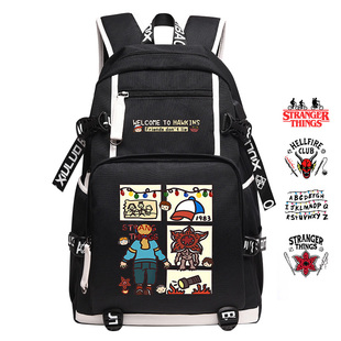 美剧怪奇物语周边stranger thing食人花同人 双肩包背包 学生书包