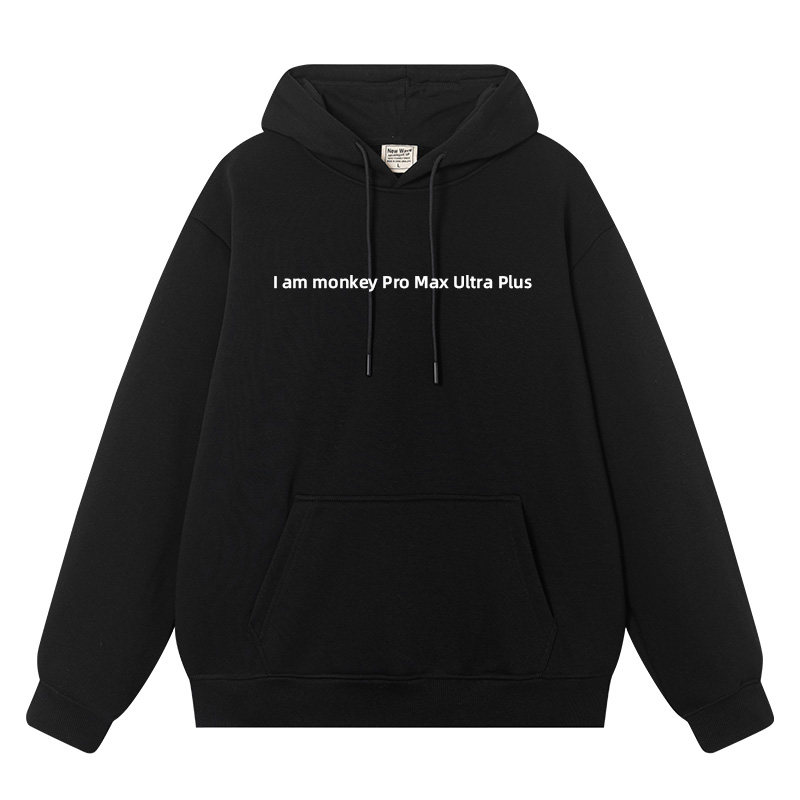 秀洛恶搞英文字母我乃齐天大圣孙悟空秋冬加绒连帽卫衣男女衣服