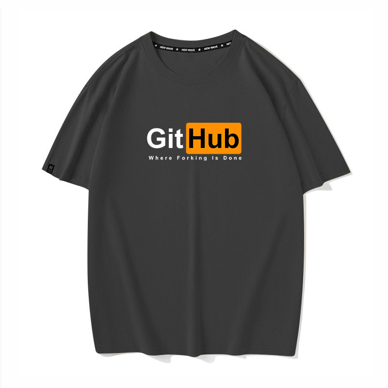 夏季程序员geek极客恶搞github章鱼猫周边纯棉圆领短袖半袖T恤男
