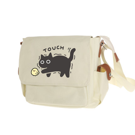 touch黑猫撸猫电脑包笔记本学生书包斜挎包单肩包背包收纳邮差包
