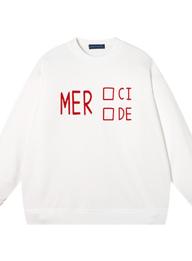 merci同情OR唾弃merde卫衣男圆领春秋款套头宽松无帽上衣服长袖