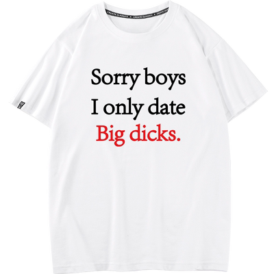 秀洛sorry恶趣味的英文字母衣服纯棉圆领半袖t恤男夏季新款体恤衫