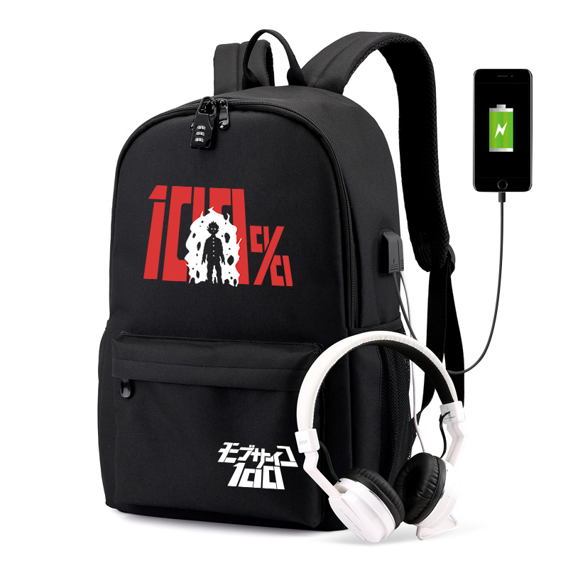 秀洛灵能百分百周边双肩包背包动漫学生大容量书包密码锁双肩背包