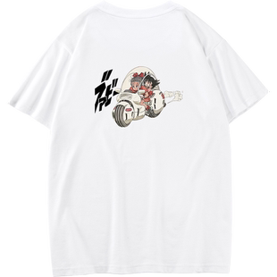 秀洛布尔玛孙悟空重机车卡通动漫t恤纯棉半袖宽松体恤七龙珠衣服