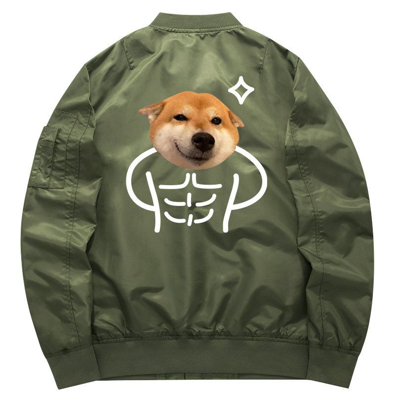 秀洛腹肌狗柴犬大肚肚猫秋冬外套加厚飞行夹克衣服卫衣男潮流男装