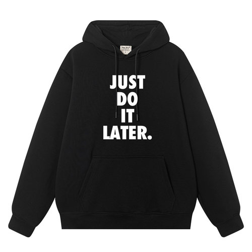 秀洛JUST DO IT LATER秋冬套头情侣男士卫衣男重磅连帽潮牌上衣服