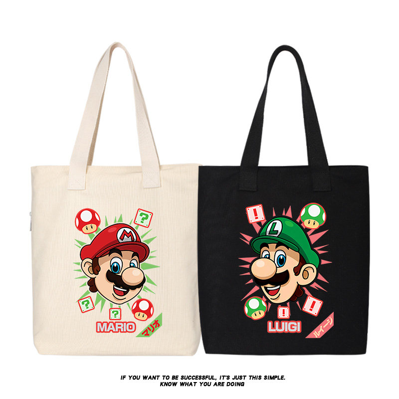 秀洛马里奥和路易吉帆布包单肩斜挎手提包购物袋托特包女大容量,箱包皮具/热销女包/男包,时尚帆布包,淘宝优惠券,粉丝福利购,淘宝优惠卷