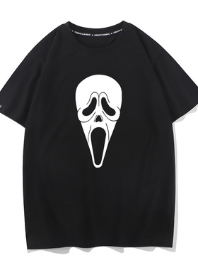 秀洛美剧惊声尖叫T恤Scream恐怖惊声尖笑纯棉圆领短袖上身半截袖