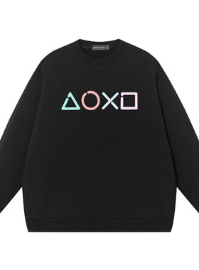 秀洛ps游戏周边同款衣服纯棉圆领宽松男女青少年手柄按键印象卫衣