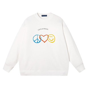 街头潮流反战衣服和平与爱主题印花潮牌秋冬圆领无帽套头卫衣男女