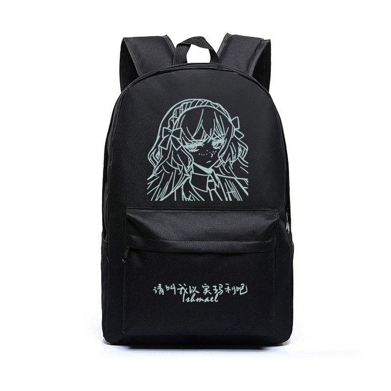 秀洛边狱巴士动漫周边双肩背包初中小学生书包基础款黑色轻便书包图片