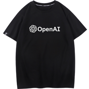 秀洛openai人工智能搜索引擎周边衣服科技半袖夏季纯棉短袖T恤男
