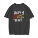 t恤男宽松纯棉潮牌情侣装 秀洛have 黑色 day字母夏季 短袖 nice