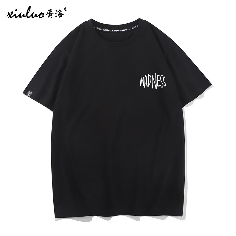 秀洛王信凯夏季潮牌短袖t恤男口袋印花军事风棉宽松休闲大码半袖