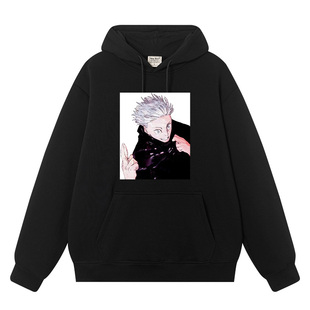 秀洛咒术回战五条悟卡通动漫连帽卫衣男加绒加厚外衣服cos服男装