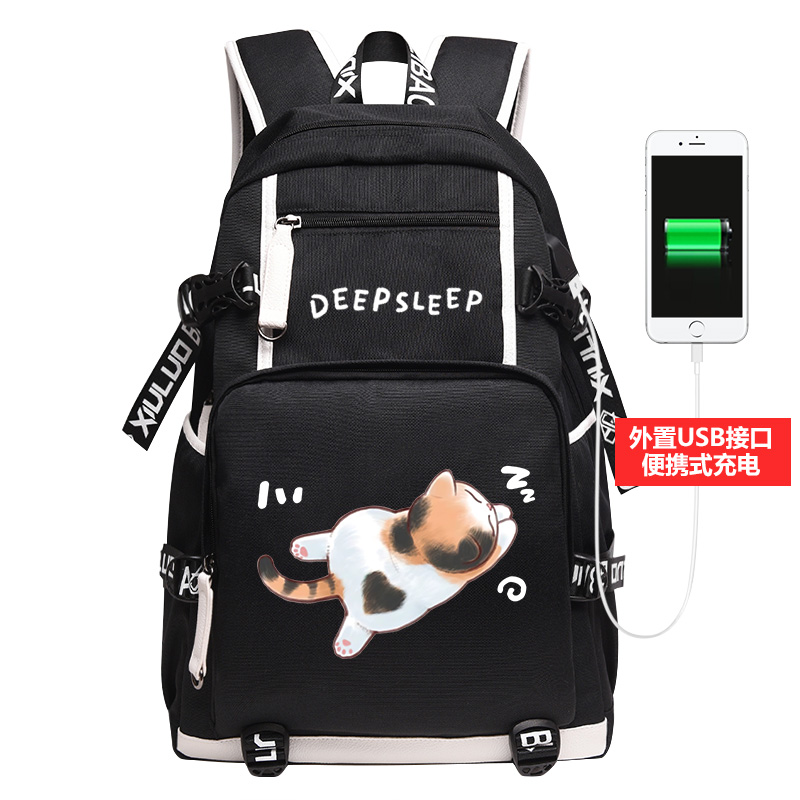 秀洛deep sleep深度睡眠三花猫双肩包双肩背包初中小学生书包休闲