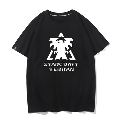 秀洛星际争霸2t恤周边虫族人族神族标志大码短袖纯棉游戏夏季衣服