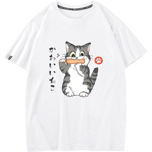 秀洛柴犬狗狗美短猫咪情侣装夏装小众设计感法式痛衣新款短袖T恤