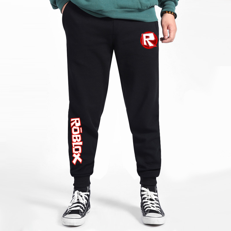 roblox游戏周边潮牌秋冬加绒卫裤男运动休闲裤子小脚裤束脚裤加厚