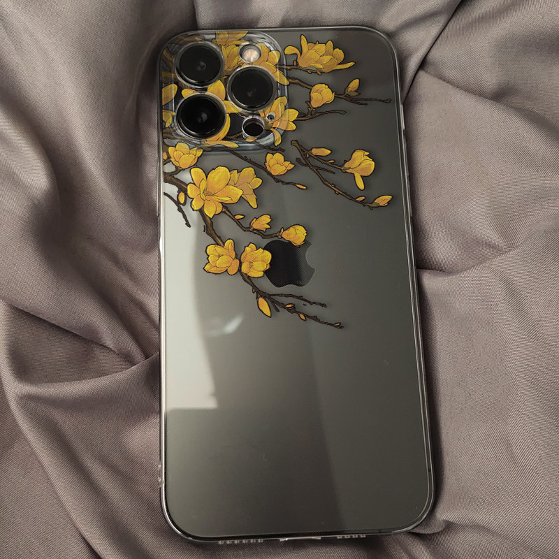 春天黄色花朵手机壳iPhone 8plus苹果13Pro硅胶防摔xsmax软11/12