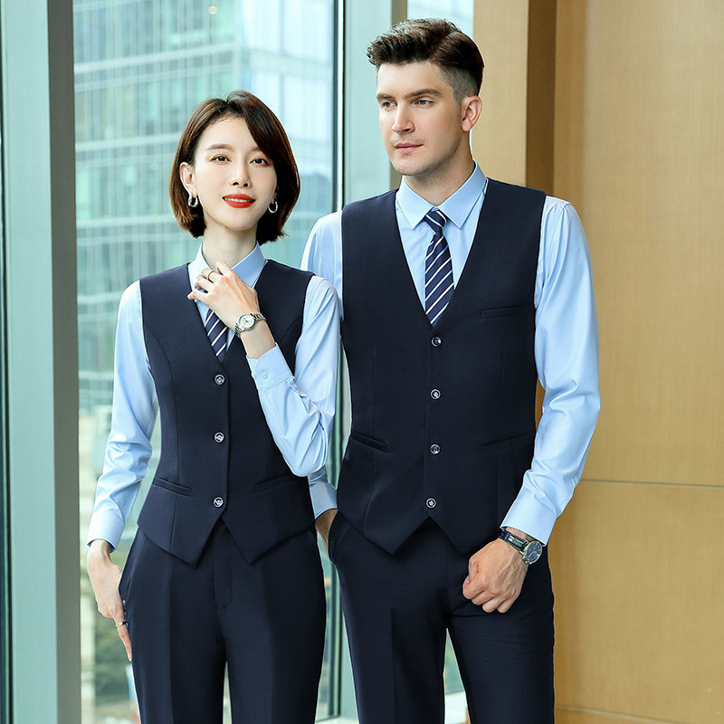 酒店服务员马甲工作服男女同款V领职业正装坎肩物业商务休闲外套