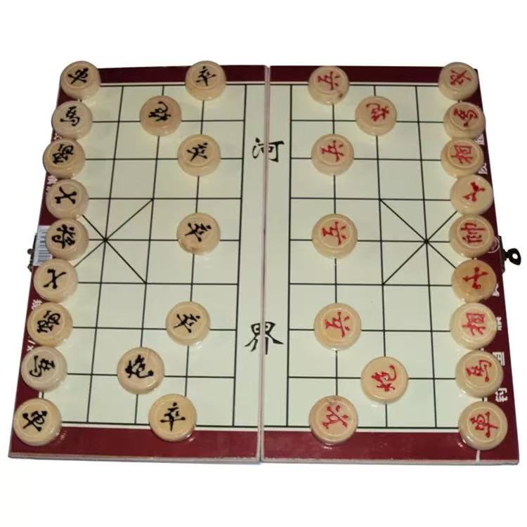 便携式实木质中国象棋折叠棋盘