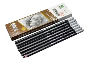 包邮正品 马利炭画铅笔 炭笔 色泽浓黑  软碳笔 素描12支/盒